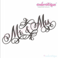 Mr. & Mrs. Calligraphy Script - Wedding Machine Embroidery Design