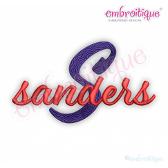 Sanders Exclusive Brush Script Monogram Font - italics, sophisticated, boy, girl -  Embroitique Machine Embroidery Design