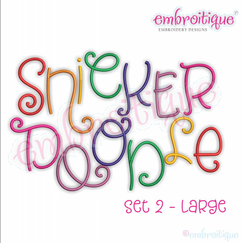 Snickerdoodle 2  Adorable Cute and Curly LARGE SET  Embroitique Exclusive machine Embroidery Monogram Font -sizes 4", 5". 6". 7"