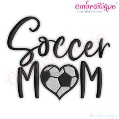 Soccer Mom Script with Fill stitch Heart Soccer Ball - Spirit Wear  Instant  Digital pattern Download Machine embroidery design