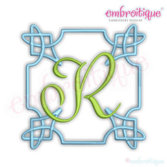 Square Font Frame 2 - Curly Vintage Monogram Frame for Machine Embroidery - Embroitique