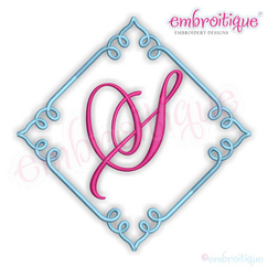 Square Font Frame 4 -  Vintage Monogram Frame for Machine Embroidery - Embroitique