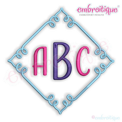 Square Font Frame 1 - Curly Vintage Monogram Frame for Machine Embroidery - Embroitique