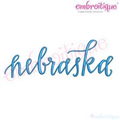 Nebraska Script Hand Lettered USA United States Calligraphy Machine Embroidery Design