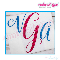 Victoria - Large  Fancy Calligraphy Script Monogram Alphabet for Machine Embroidery