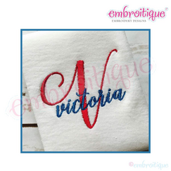 Victoria - Small  Fancy Calligraphy Script Monogram Alphabet for Machine Embroidery