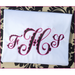 Fallyn Filled Monogram Set - girly, lacy alphabet -  Embroitique Machine Embroidery Design