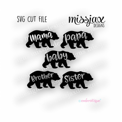 Family Bear Set - Mama Bear, Papa Bear, Baby Bear - SVG files