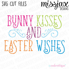 Bunny Kisses and Easter Wishes Curly Cute Easter SVG Cut File