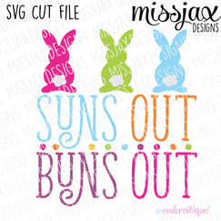 Suns out Buns Out - Cute Curly Easter Bunny SVG Cut File