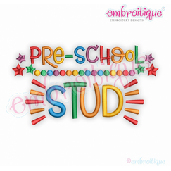 Pre-School Stud - back to school boys -   Embroitique Machine Embroidery Design