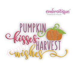 Pumpkin Kisses & Harvest Wishes - Fall Autumn Machine Embroidery Design