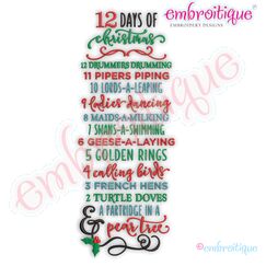 12 Days of Christmas Word Art