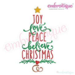 Christmas Words Tree - Joy Love Peace Believe Christmas