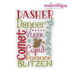 Reindeer Names Block - Whimsical Christmas Design