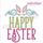 Happy Easter with Bunny Ear Flourish Curly Cute Machine Embroidery Design - Embroitique
