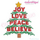 Joy Love Peace Believe Word Art Christmas Tree with Branches and Star Fill Stitch Embroitique Machine Embroidery Design