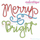 Merry & Bright Thin Hand lettered Christmas Embroitique  Machine Embroidery Design