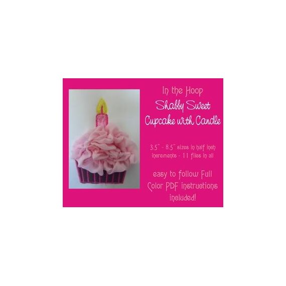 ITH Shabby Sweet Ruched Cupcake with Candle, 2 image