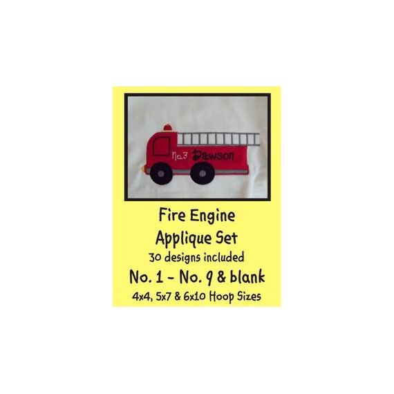 Fire Engine Applique Set - Great for Boys and Birthdays, 2 image