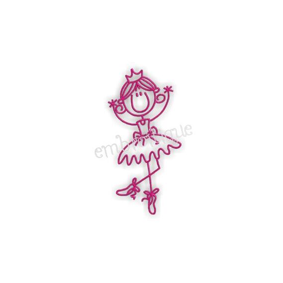 Ballerina Stick Girl Embroidery Design, 2 image
