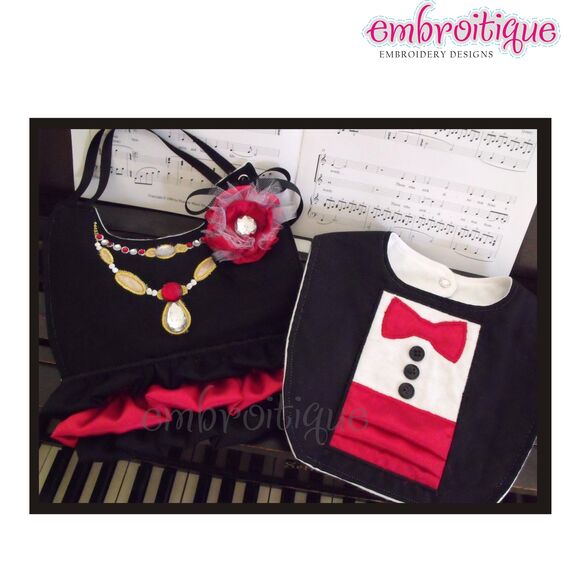 Black Tie Tuxedo Bowtie and Cummerbund ITH Applique, 3 image