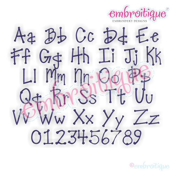 Dawson Machine Embroidery Monogram Set - Adorable Dotted Alphabet for Boys and Girls