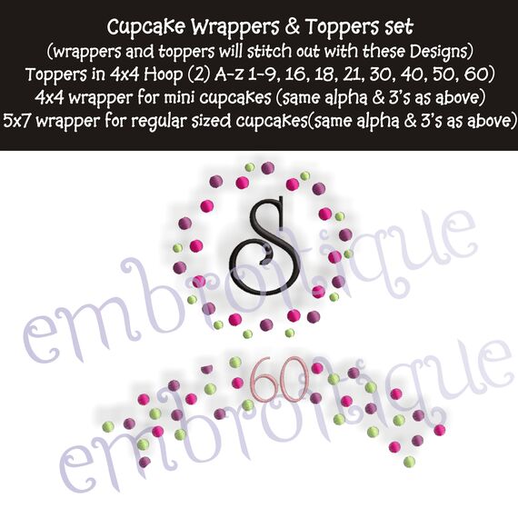 Cupcake Wrapper and Topper Set - Polka Dot Monogram, 2 image
