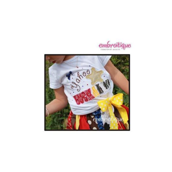 Yahoo Buckaroo Cowgirl Cowboy Raw Edge Applique, 2 image