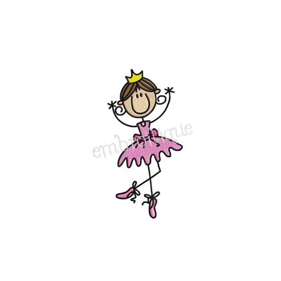 Ballerina Stick Girl Embroidery Design