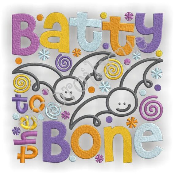 Batty to the Bone Halloween Embroidery Design