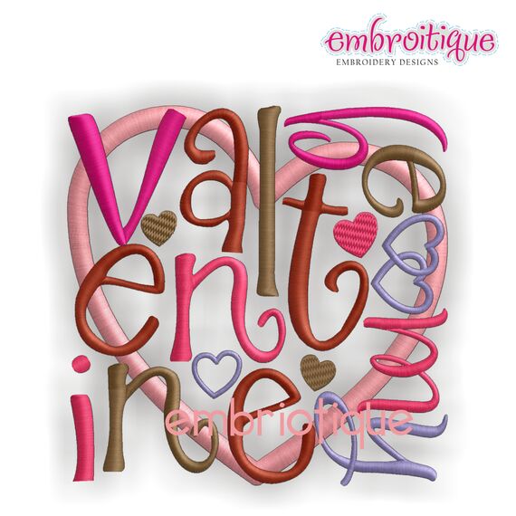Be My Valentine Block Embroidery Design