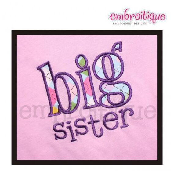 Big Sis Sister Sibling Applique