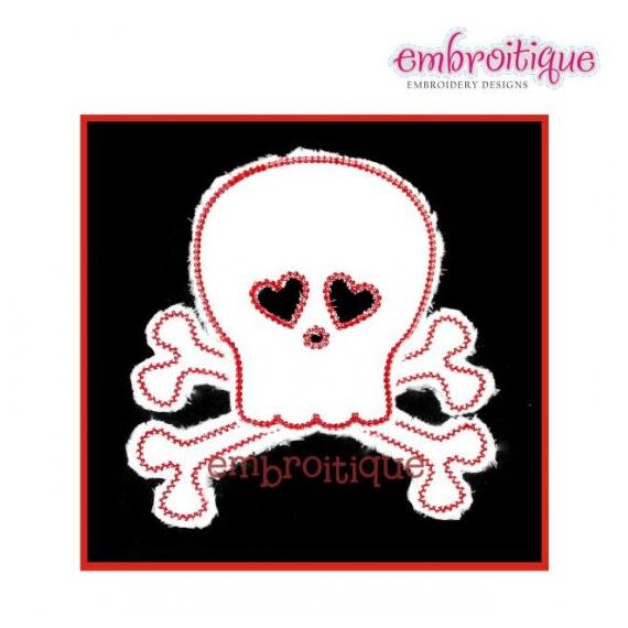 Boy Skull with Hearts Punk Love Valentine's Day Raw Edge Applique