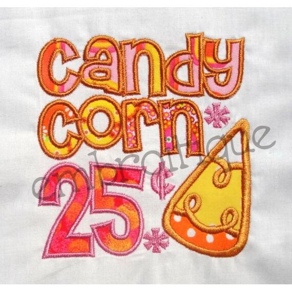 Candy Corn Twenty Five Cents Halloween Word Block - APPLIQUE