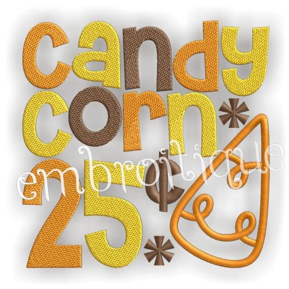 Candy Corn Twenty Five Cents Halloween Word Block