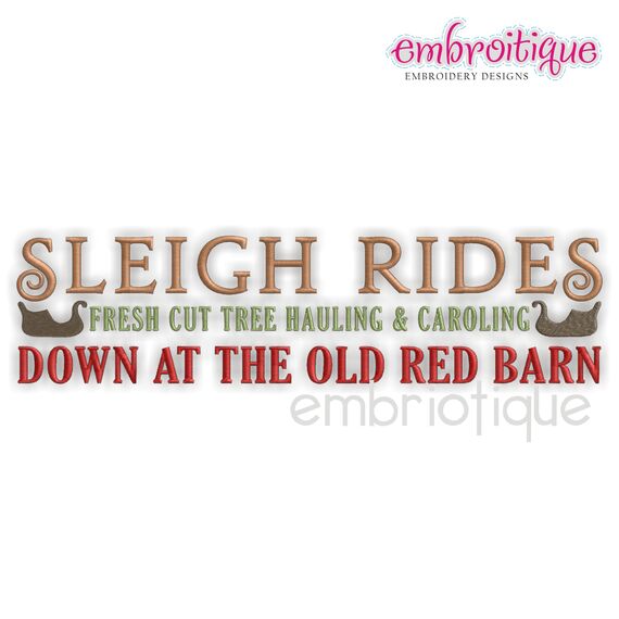 Christmas Sleigh Rides at Red Barn Farm Embroidery Design