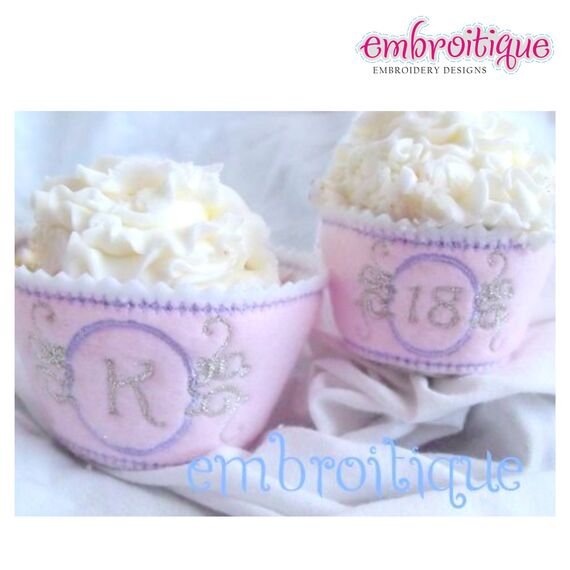 Cupcake Wrapper and Topper Set - Fairytale Monogram