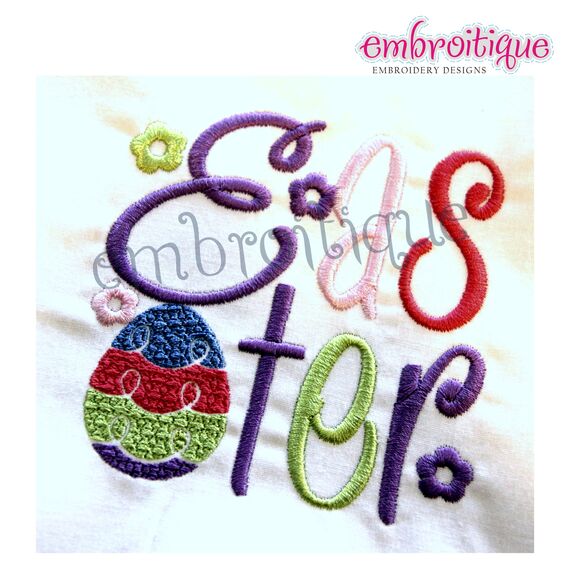 Easter Word Block Embroidery Design