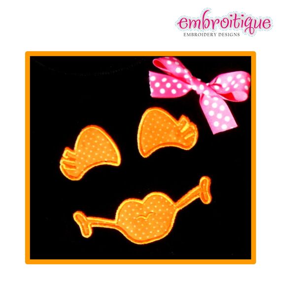 Flirty Girly Halloween Jack-o-lantern Lip Face Applique