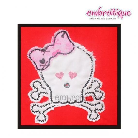 Girlie Skull with Bow Punk Love Valentine's Day Raw Edge