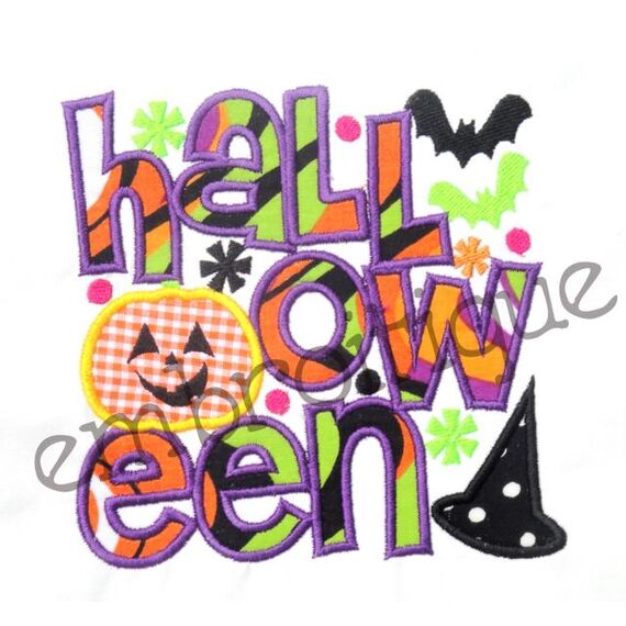 Halloween Word Block Applique