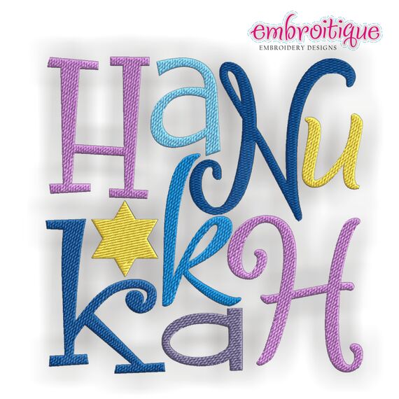 Hanukkah Square Embroidery Design