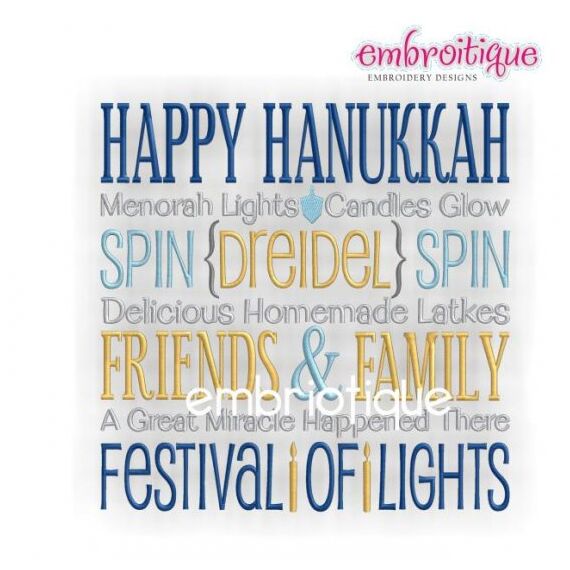 Happy Hanukkah Word Block
