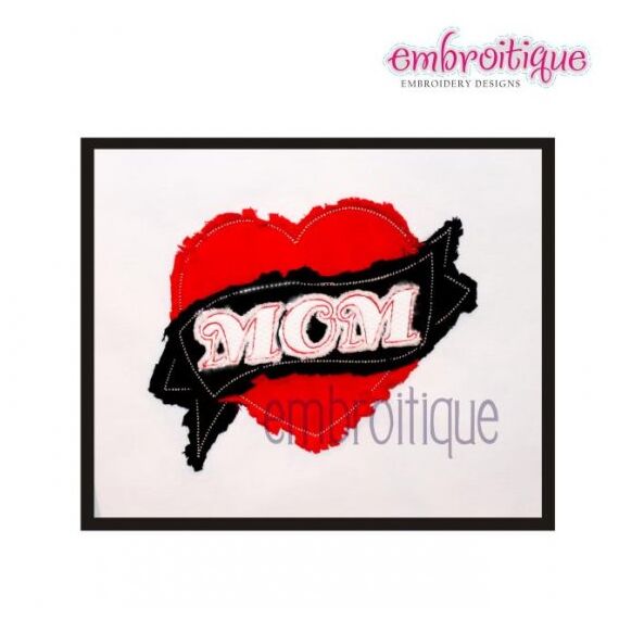 Heart Tattoo Raw Edge Applique Valentine's Day Mom and Dad