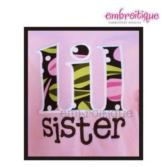 Lil Sister Little Sibiling Applique