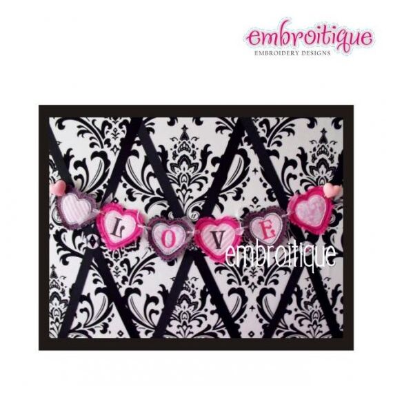 Shaggy Heart Raw Edge LOVE Banner