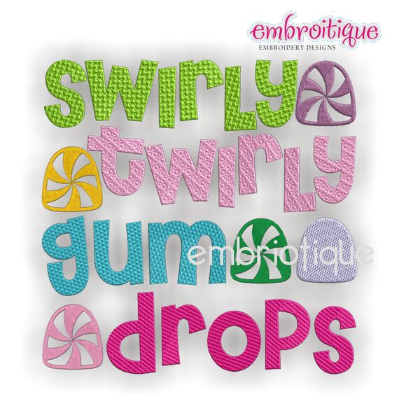 Swirly Twirly Gum Drops Embroidery Design