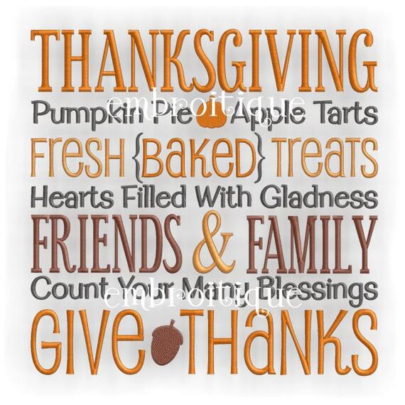 Thanksgiving Pumpkin Pie Friends and Family Give Thanks