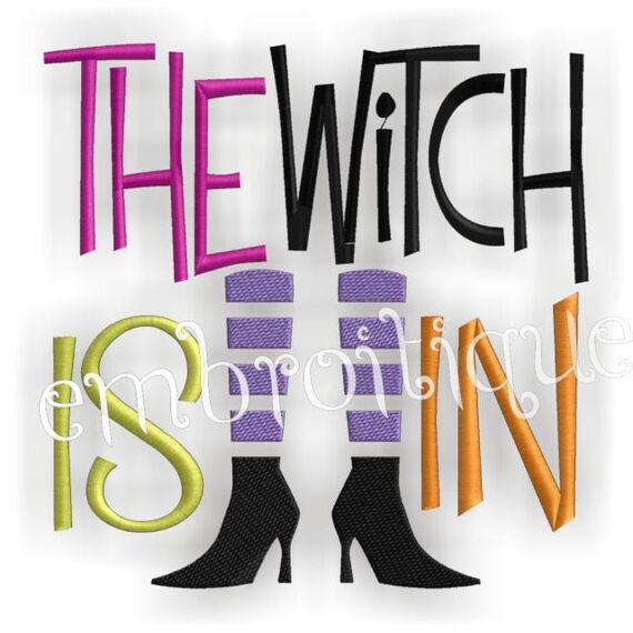 The Witch is In Halloween Embroidery Design Legs Feet Shoes